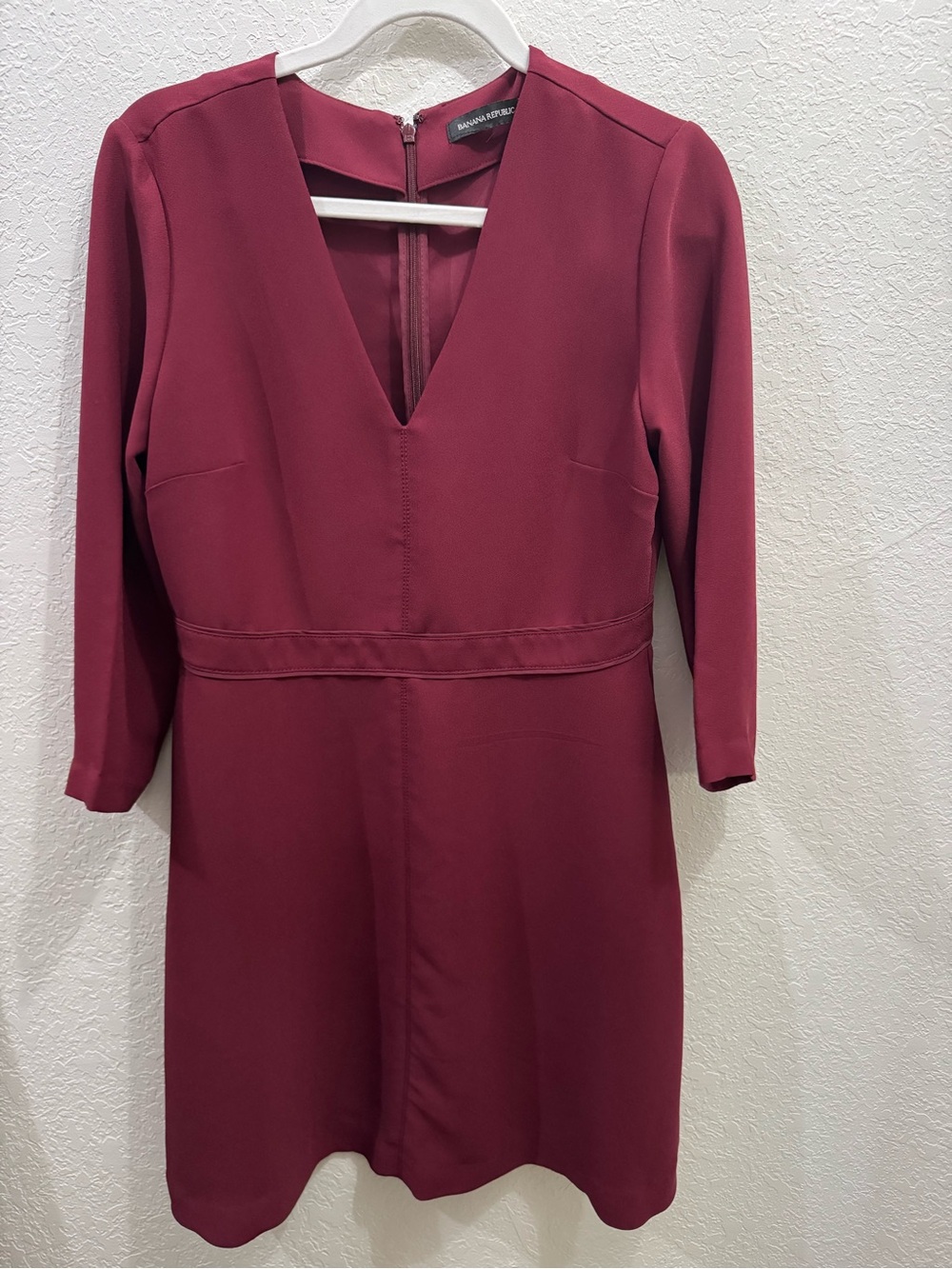 Banana Republic Women's Burgundy/Maroon Classic Long Sleeve Dress Size 6